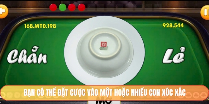 Bạn có thể đặt cược vào một hoặc nhiều con xúc xắc